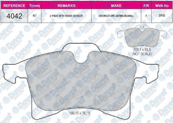 BESER 4042 Fren Balatasi On Wva 23832 Opel Astra H 04-09